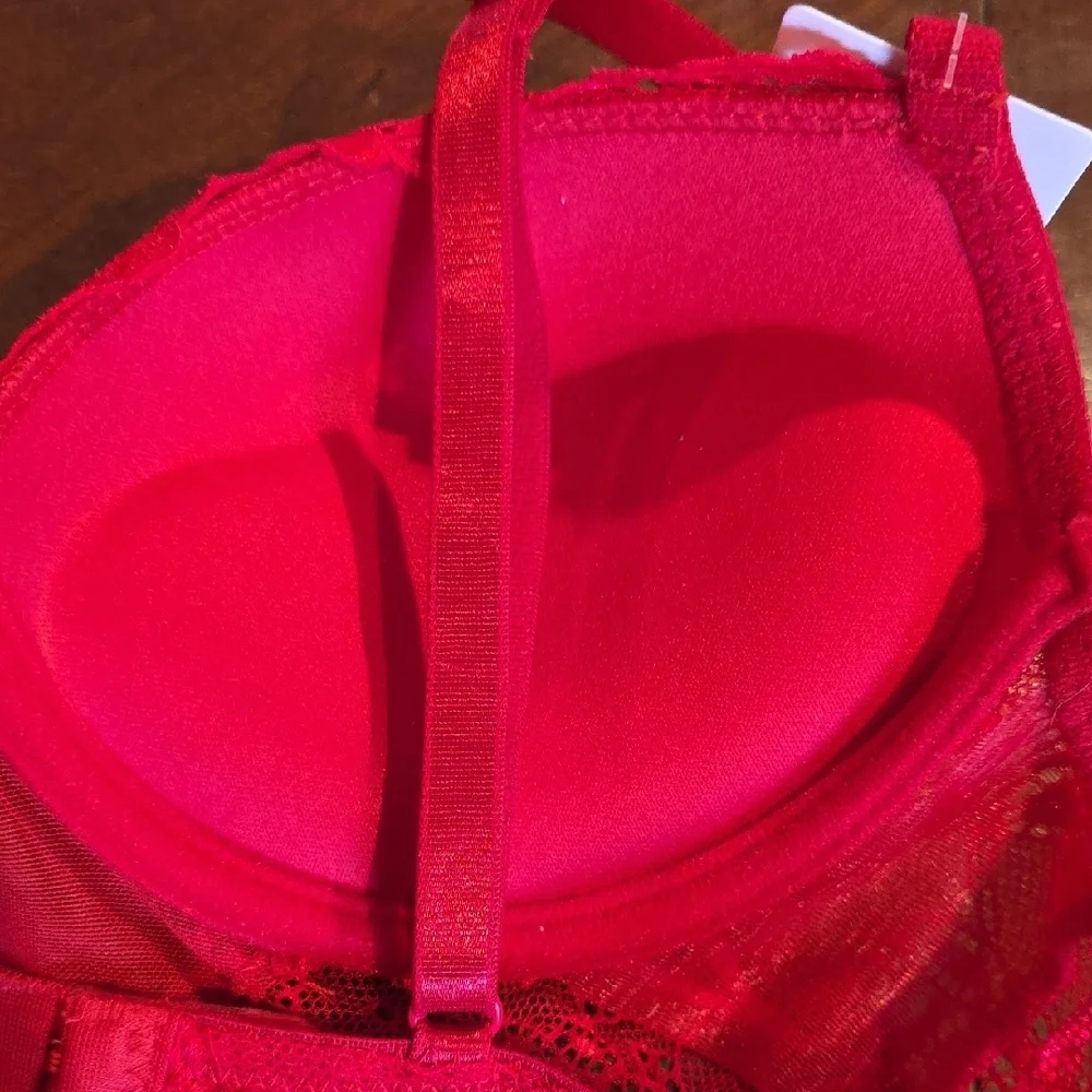 (J31) Rene Rofe Vibrant Red Lace Bodysuit Sz M - Picture 9 of 9